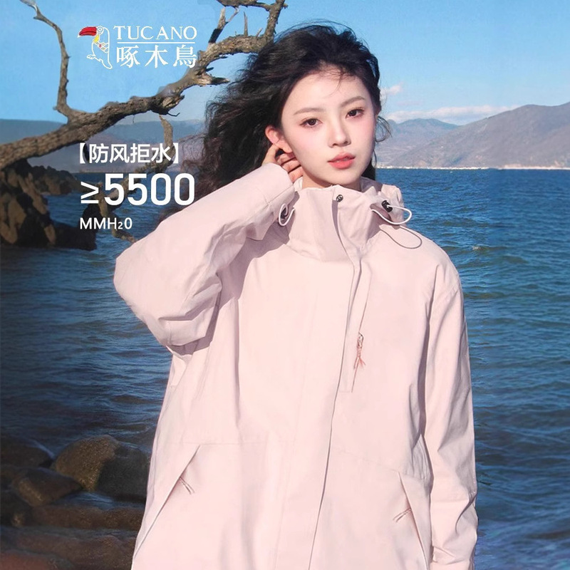 Woodpecker Pink Charge Clothes Women's 2025 New Spring and Autumn Three-in-One Super Good-looking Charge Clothes for Small Men