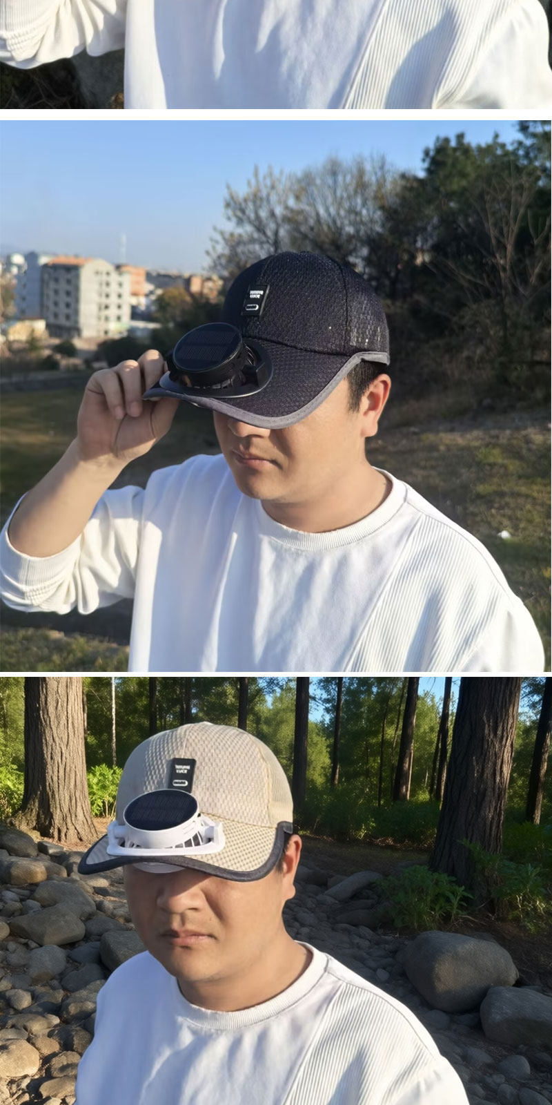 Cappellino da baseball ricaricabile usb con ventilatore solare_voghion.com
