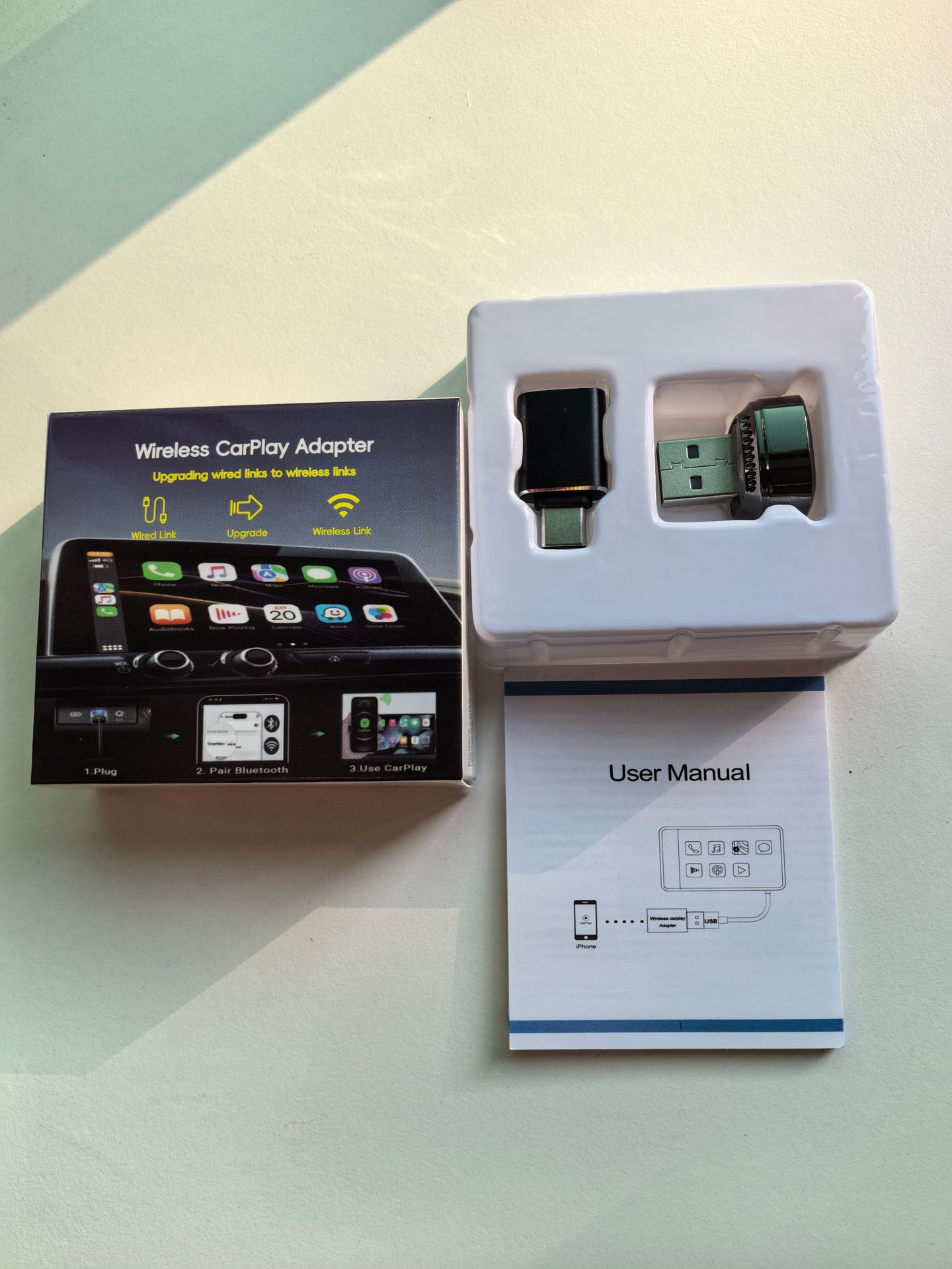 Cross-Border 2-in-1 Wireless Carplay Box Wireless Carplay Adapter Wired to Wireless In-Car Carpla