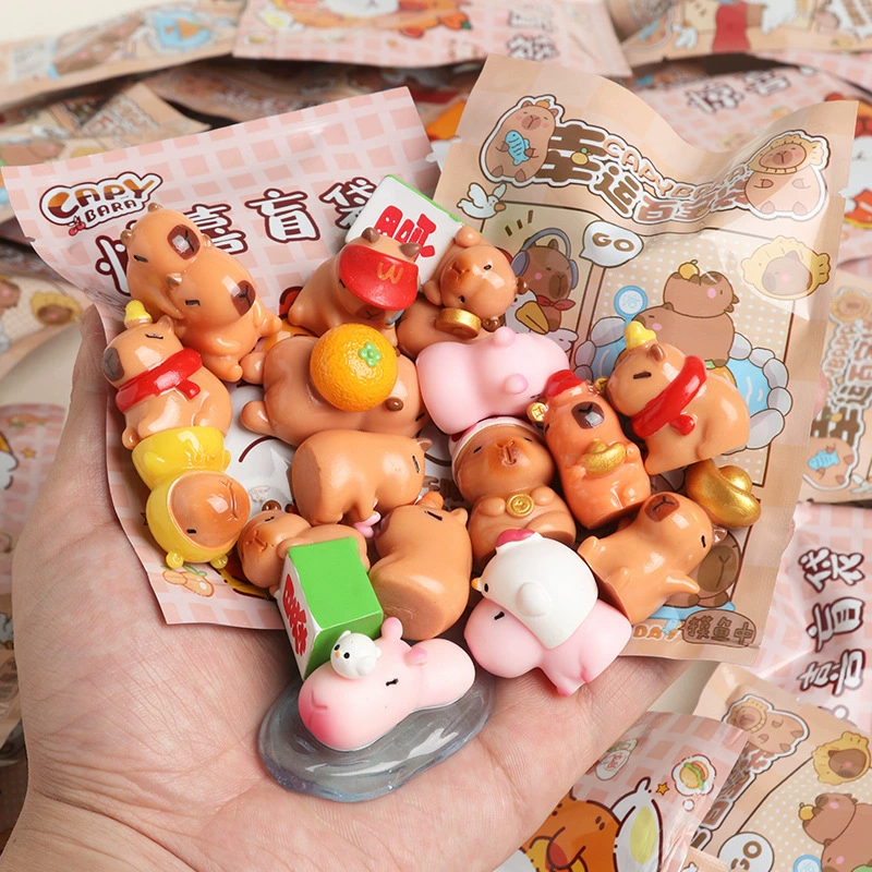 Креативная милая кукла-капибара в слепом пакете, слепая коробка, декоративные аксессуары, украшения для автомобиля и рабочего стола