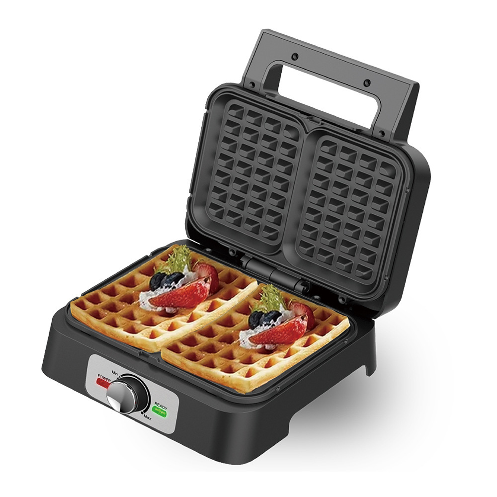 Máquina de desayuno doméstica transfronteriza europea, máquina de waffles automática mini calefacción de doble cara, galleta eléctrica, galleta de pan, máquina de comida rápida, pan