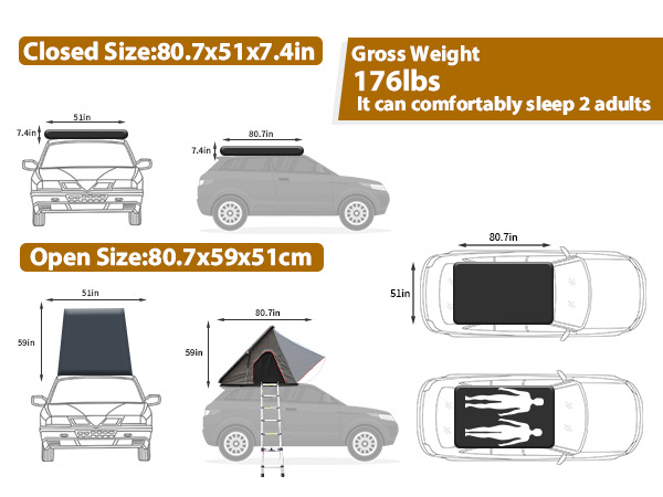 Wholesale Car Roof Tent Hard-Top Aluminum Alloy Triangle Tent Thickened Rainproof Car Tent Outdoor Camping Equipment Factory