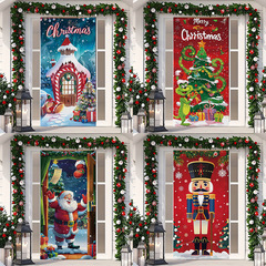 アマゾンクロスボーダー新型クリスマスドアカバー装飾サンタクロースプレゼントドアカバー祝日パーティー雰囲気背景布