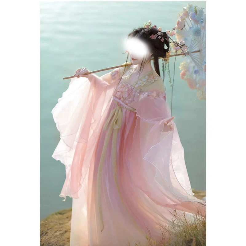 Тяжелая вышивка в стиле Тан, длиной до груди, для похудения, милый, плотно прилегающий, длинный властный женский костюм Hanfu в стиле ретро, ​​фея