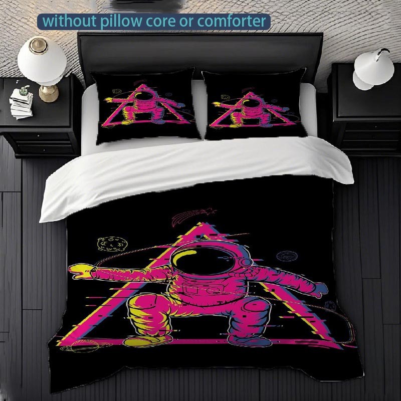 Cartoon Astronaut Digital Printed Edredon Kit Textile Transpirable Transfronterizo Fuente TEMU / JIT