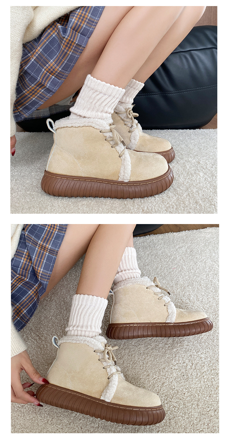 2023 m. žiemos nauji, stori apatiniai šilti odiniai kailiniai, integruoti sniego batai_voghion.com