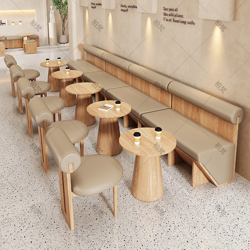 Internet celebridad postre leche té tienda ocio mesa y silla combinación cafetería tarde té tienda pared sofá cubierta