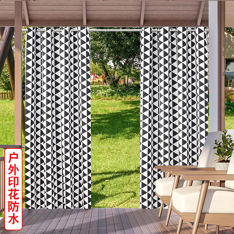 On behalf of hair [provide pictures] outdoor waterproof printing geometric curtains cross-border Amazon shading curtain fabric finished products
