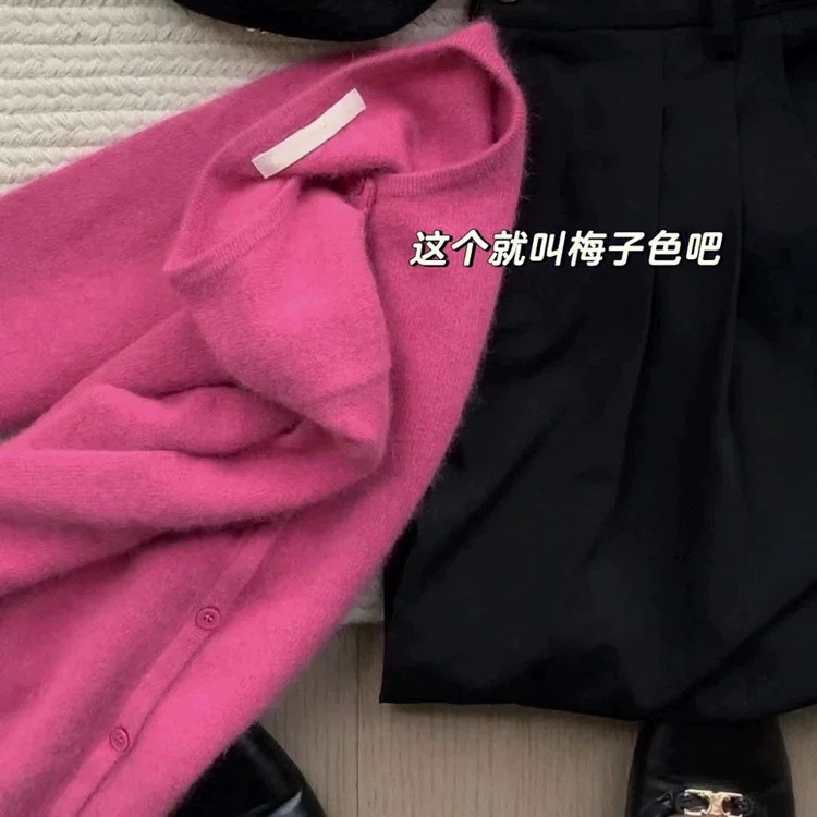 25 Autumn and Winter Women's Woolen Knitwear Cardigan Round Neck Long-Sleeved Top Casual Jacket Knitwear Soft and Waxy Skin-Friendly Outer Wear Slim Fit