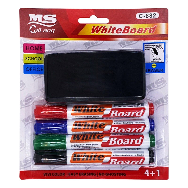 Marcadores para pizarra blanca | Set de 4 colores con punta redonda | Versión en inglés completa | Venta al por mayor