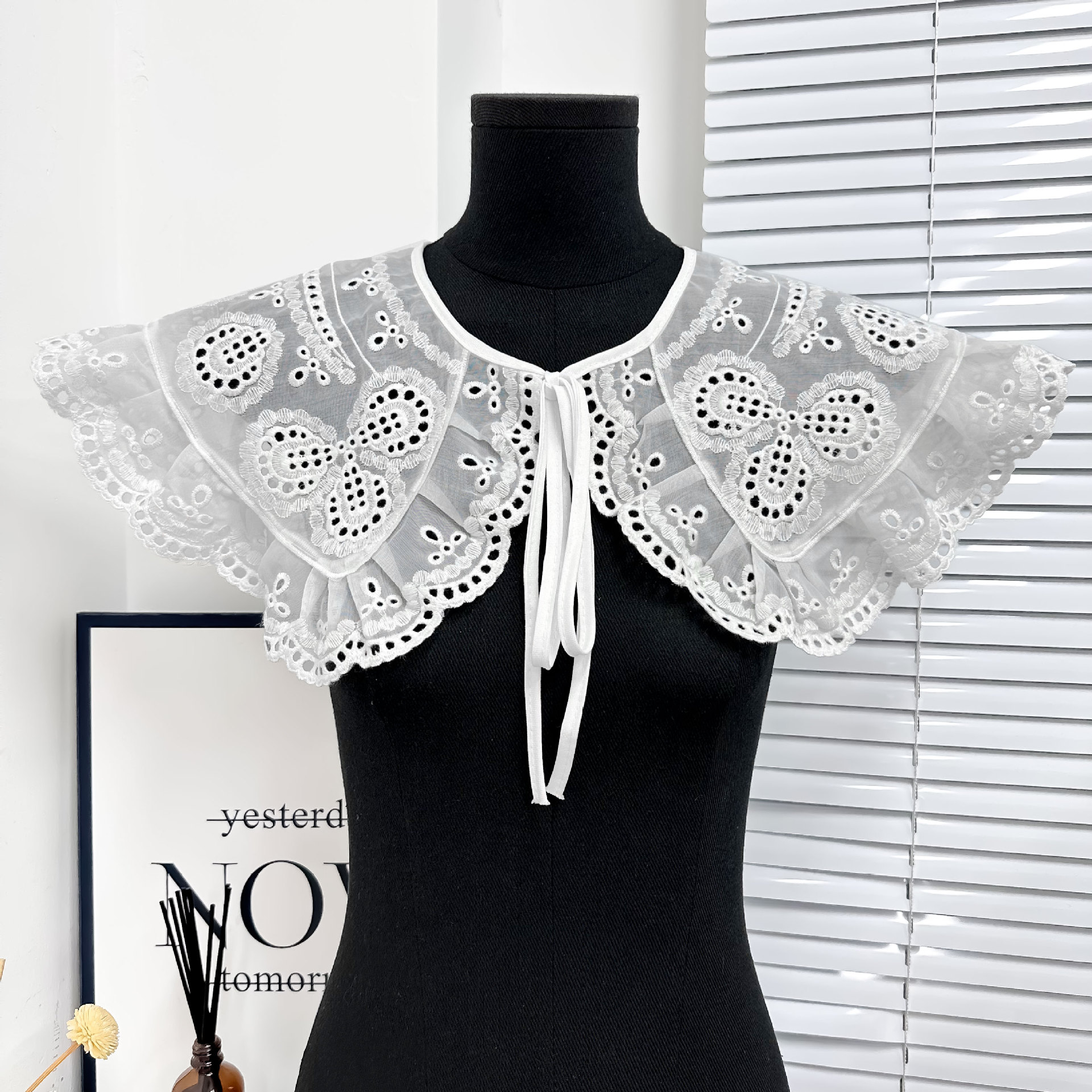Eugen Flores de cuello falso para niños de verano vestido pequeño chal de encaje decoración camisa de cuello de acoplamiento image 3
