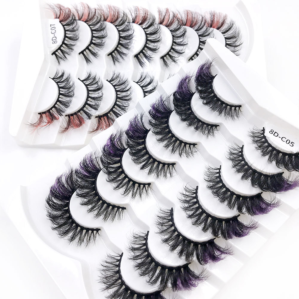 New Colorful 18mm Mink-like False Eyelashes 7 Pairs Mixed display picture 6