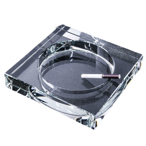 High-end crystal ashtray with octagonal square multi-sided office light luxury living room trendy decor European handicrafts