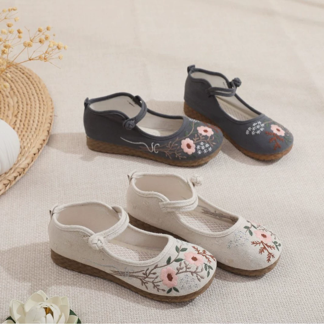Женская обувь в этническом стиле, новинка 2025 года, старые пекинские туфли с вышивкой, тканевые туфли, производитель, оптовая продажа, обувь Hanfu, обувь для чайного искусства