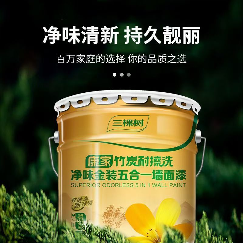 三棵树康家净味竹炭耐擦洗金装五合一内墙乳胶漆环保净味内墙白色