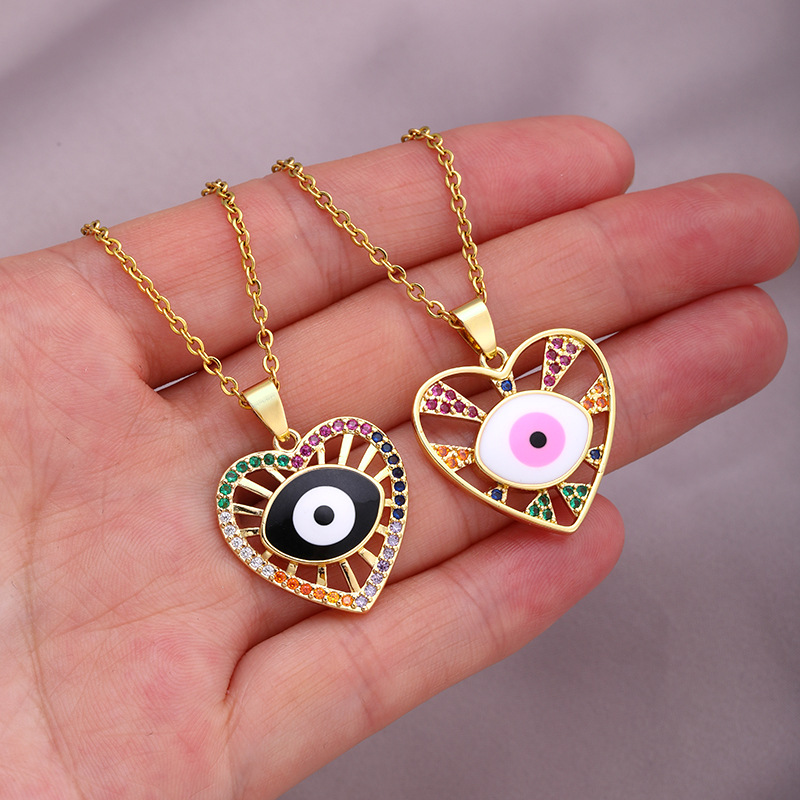 Necklace Classification 304 Stainless Steel Chain Material Wholesale Original Design Fashion Heart Stainless Steel Copper 18K Gold Plated Zircon Necklace