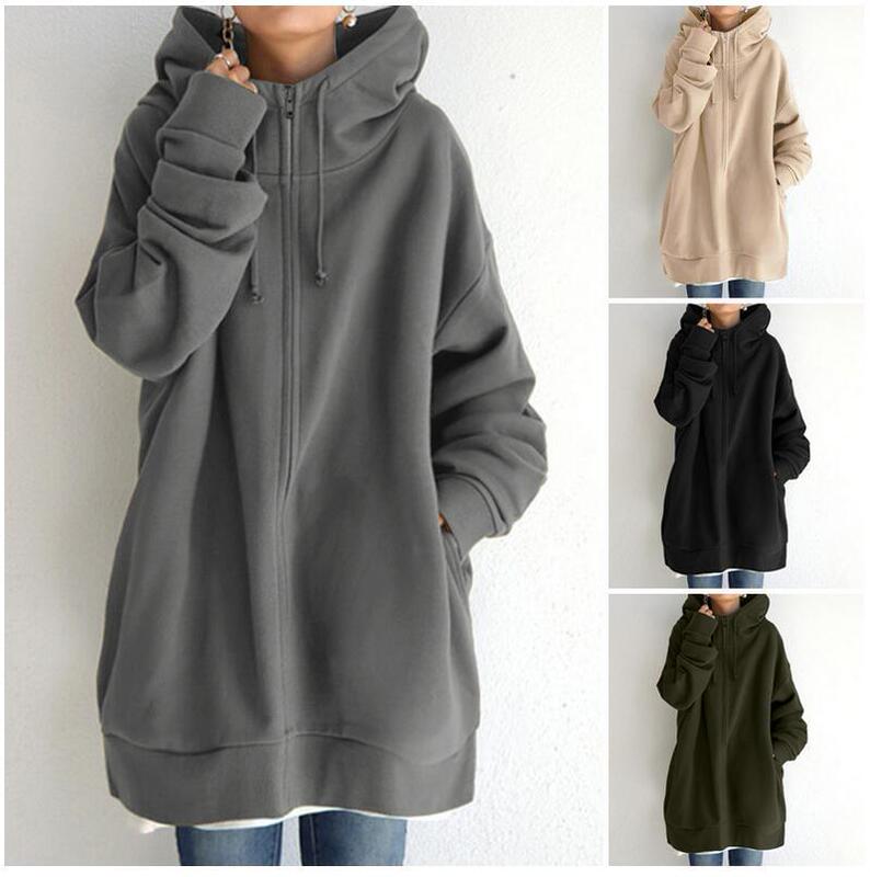 2023 foreign trade autumn and winter new personalized Street sweater zipper hooded long fleece-lined sweater HS0714 2023 foreign trade autumn and winter new personalized Street sweater zipper hooded long fleece-lined sweater HS0714