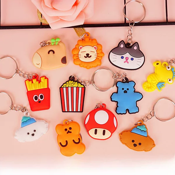 Cartoon Pvc Soft Rubber Keychain Wholesale Creative Small Gifts Cute Car Key Ring Bag Pendant Adorable