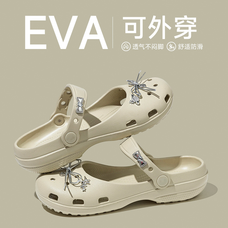 Ballet Shoes, Sweet Perforated Shoes for Women, Spring Korean Style Bow-Knot Mary Jane Closed-Toe Hollow Casual Versatile Sandals