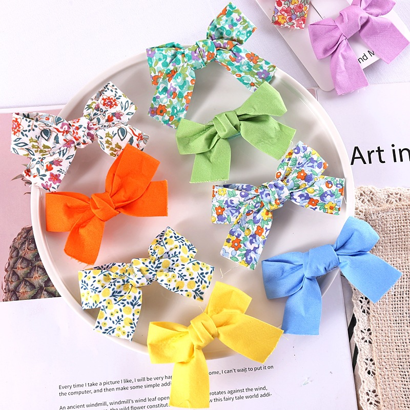 Sweet Flower Bow Knot Cloth Printing Hair Clip 2 Pieces display picture 1