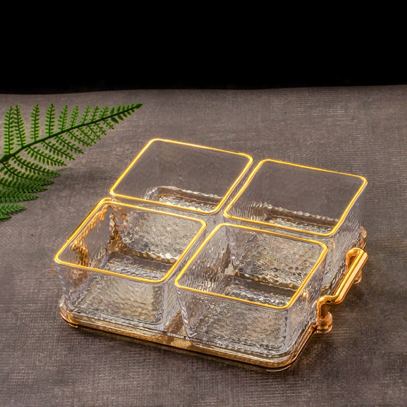 Стеклянная тарелка для фруктов, салон красоты, ванночка для ног, послеобеденный чай, многорешетчатая тарелка для чая, закусок, тарелка для сухофруктов, бар, КТВ Shangle Zhiyun