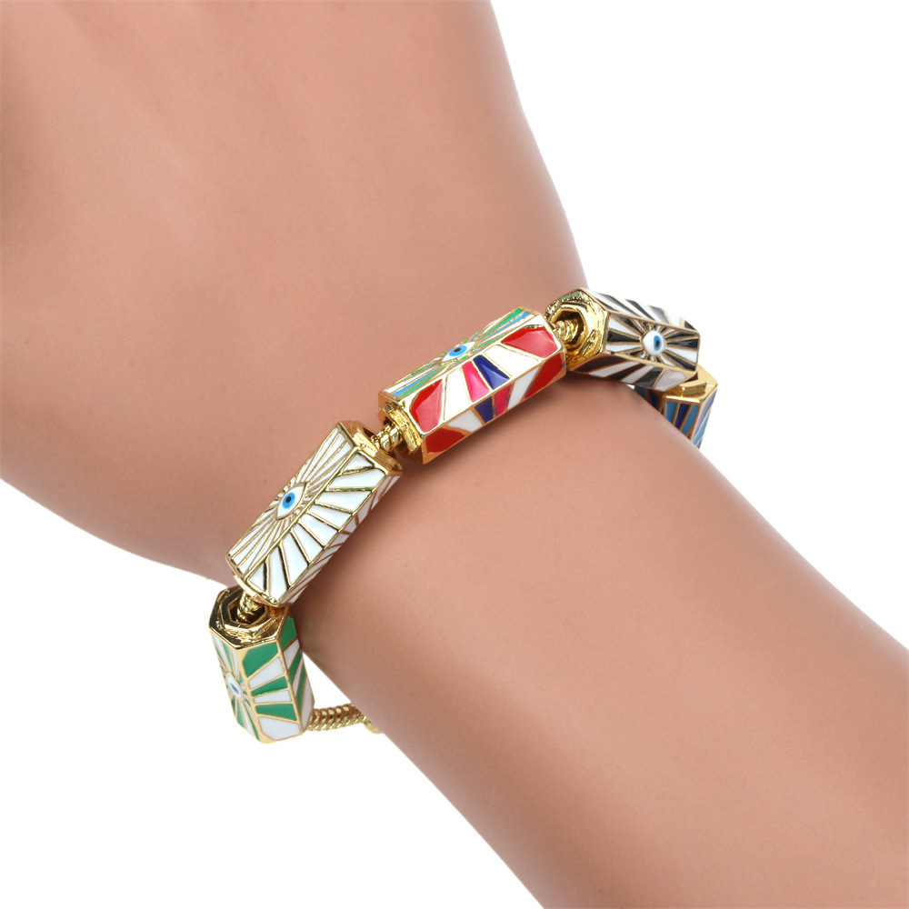Fashion Love Devilu0027S Eye Star Copper Enamel Gold Plated Bracelets Jewelry Accessories 1 Piece