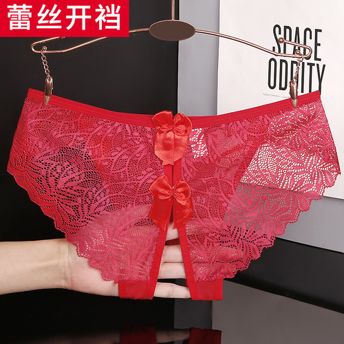 Low-waist lace solid color bag underwear women's seamless mesh low-waist open breathable briefs 574