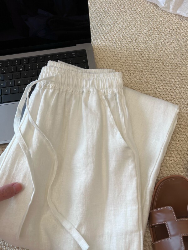Guangzhou Thirteen Lines Retention!!! Relaxation All-match Cool High-count Linen Casual Straight Pants