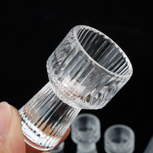 日式创意透明玻璃白酒杯 白酒杯小酒杯 高脚条纹杯一口杯