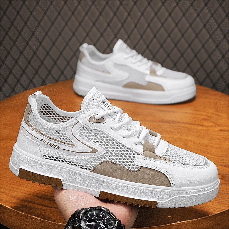 2025 zapatos de malla para hombre zapatos de malla hueca transpirables de una sola malla para estudiantes deportes y ocio zapatillas de deporte pequeñas blancas zapatos de moda nuevos