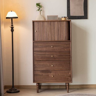 North American Black Walnut Chest of Drawers Storage Cabinet Kitchen Storage Cabinet Solid Wood Side Cabinet Guest Restaurant Sofa Cabinet