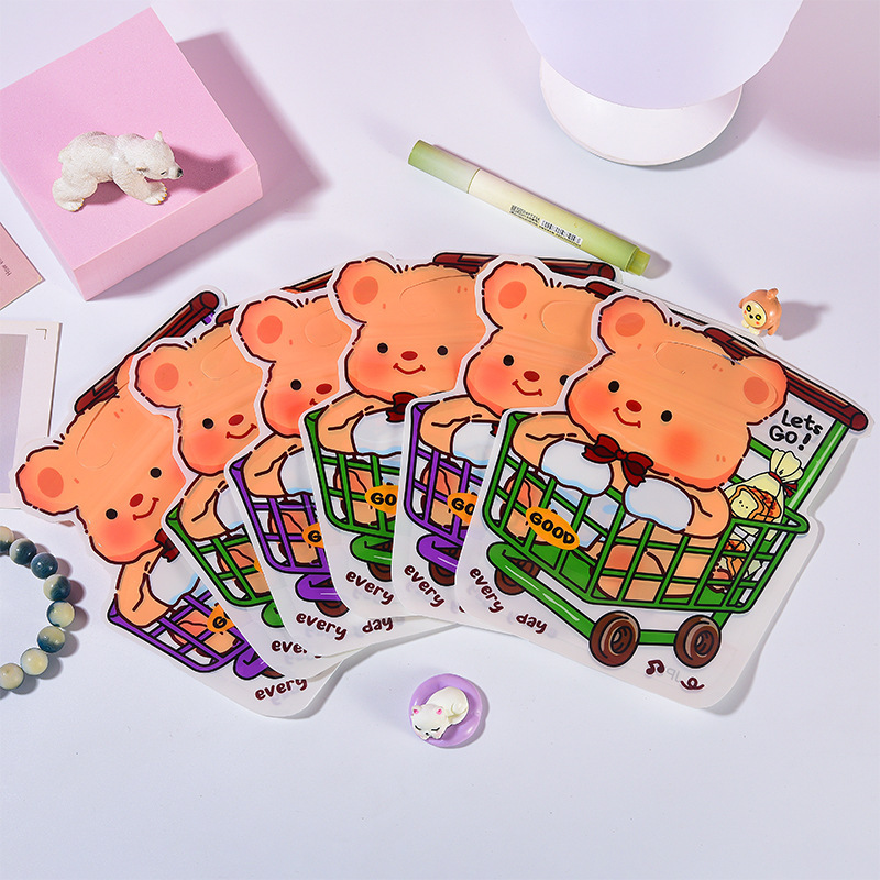 かわいい漫画のクマの特殊な形のプラスチック製のハンドバッグおもちゃスナック自己密封包装袋ヘアピン小物ギフトバッグ|undefined