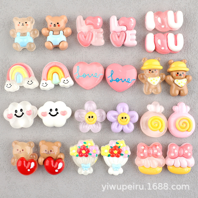 Cartoon Bear Smiling Face Rainbow DIY Cream Glue Mobile Phone Case Patch Water Cup Storage Box Sticker Decorative Resin Accessories Cartoon Bear Smiling Face Rainbow DIY Cream Glue Mobile Phone Case Patch Water Cup Storage Box Sticker Decorative Resin Accessories