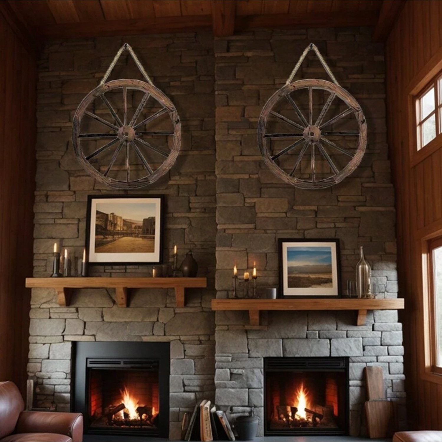 New Nordic INS American Country Style Wheel Decorative Wall Hanging Home Decor Round Wooden Product_voghion.com