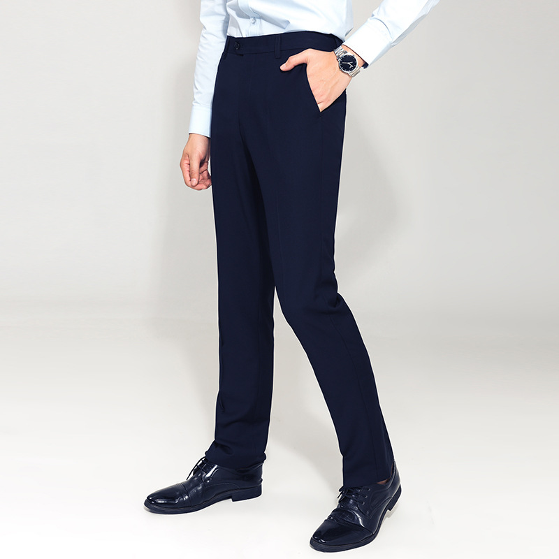 Pantalones de vestir ajustados para hombre para primavera y otoño, ropa formal de negocios, pantalones de traje casuales de pierna recta sin arrugas image 6