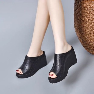 2025 spring and summer new plus size Korean version of fish toe sandals sponge cake thick-soled Roman women's sandals foreign trade cross-border