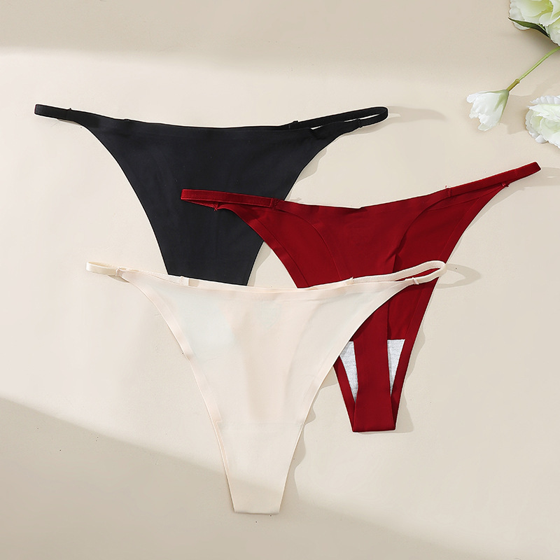 Foreign Trade European and American Sexy Ice Silk thong Women's Traceless Exquisite Thin Waist Low Waist Cotton Crotch Briefs Women Foreign Trade European and American Sexy Ice Silk thong Women's Traceless Exquisite Thin Waist Low Waist Cotton Crotch Briefs Women