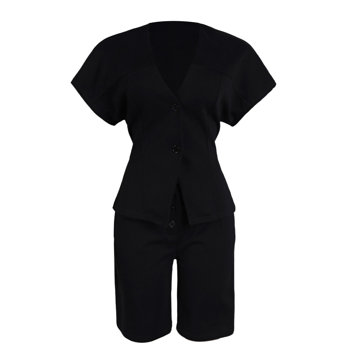 Elegant Office Two-Piece Set – Sleeveless Top & Tied Waist Shorts (Black/White/Green, S-2XL)​_ecoleips.com