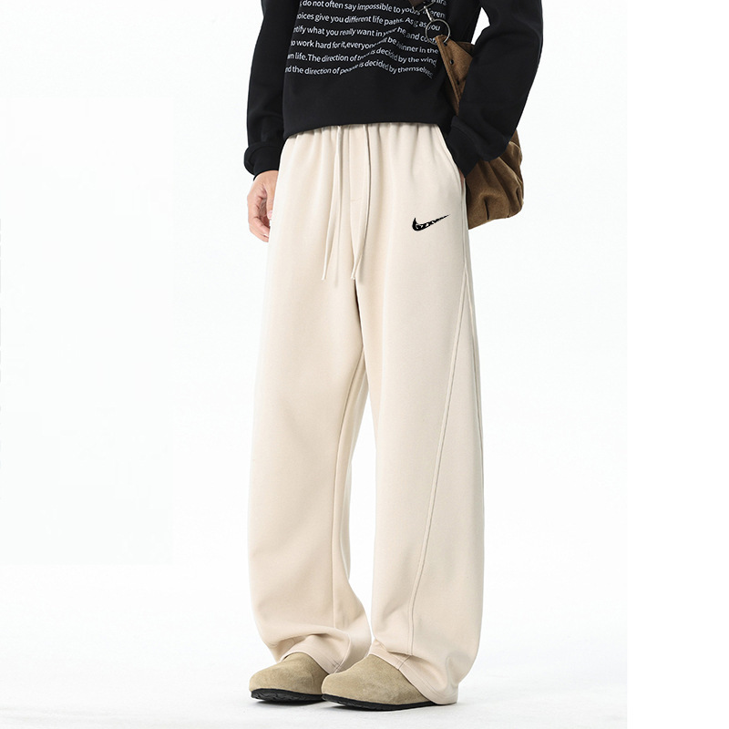 Cross-Border American High Street Scimitar Casual Pants Men's Spring Trendy Brand Loose Sports Pants Heavy Drape Straight Pants