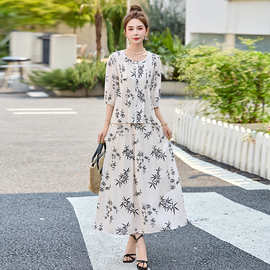 时尚休闲套装2025夏季新款女装印花宽松上衣半裙两件套裙LB2801