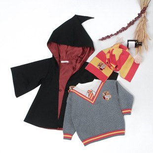 Children's clothing autumn and winter children's cos clothing Wizard robe Cape cape coat British sweater scarf