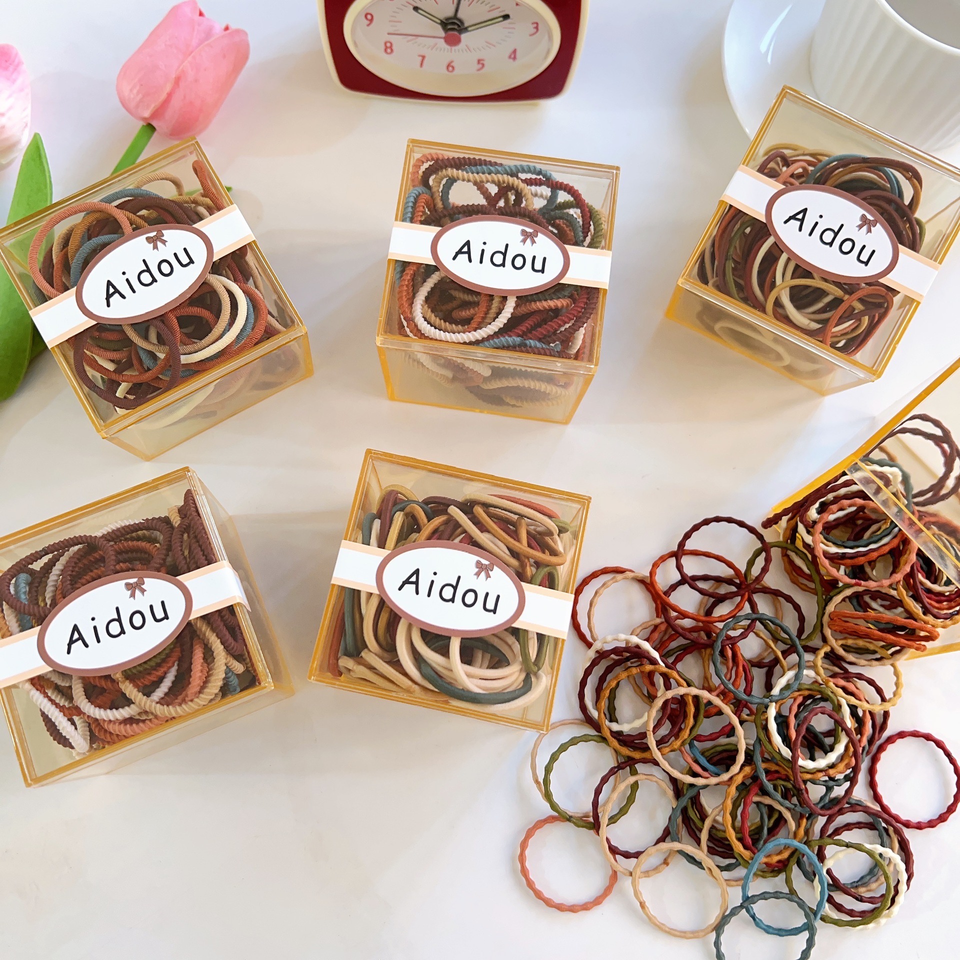 100 Morandi Color Children's Hair Bands Basic High Elastic Hair Ties for Girls, Non-Damaging Hair Accessories