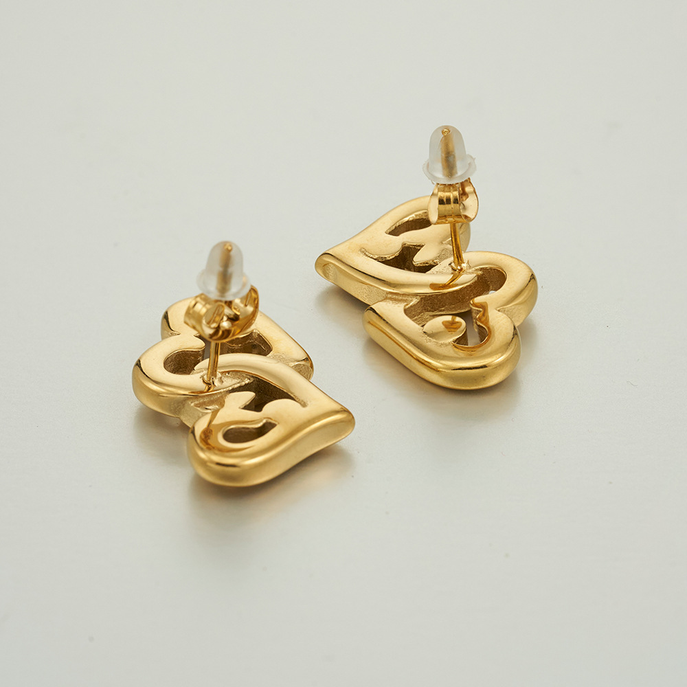 Titanium Steel Material 1 Pair Simple Style Heart Shape Plating Titanium Steel Ear Studs