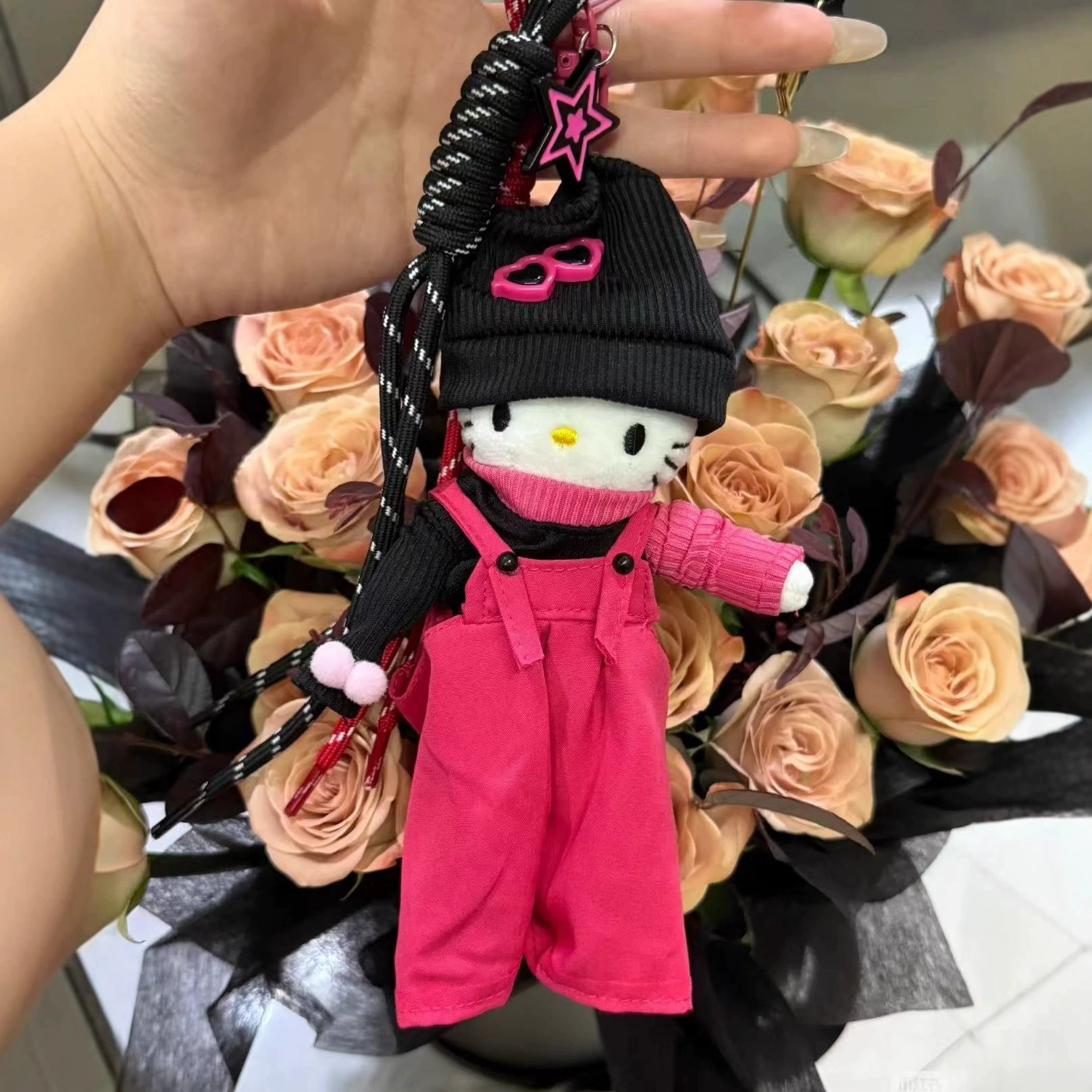 Плюшевый брелок Hello Kitty, тканая фирменная подвеска, «допамин» длинные ножки, 0,07 кг