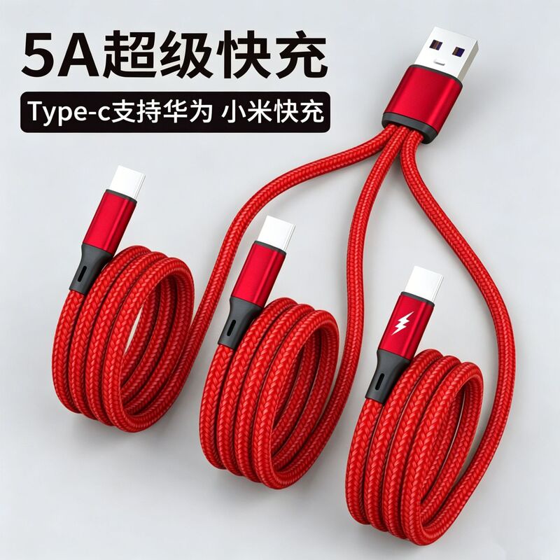 5A Super Fast Charging One-To-Three Nylon Braided Data Cable 1m Extension 3m Length 5A Super Fast Charging One-To-Three Nylon Braided Data Cable 1m Extension 3m Length