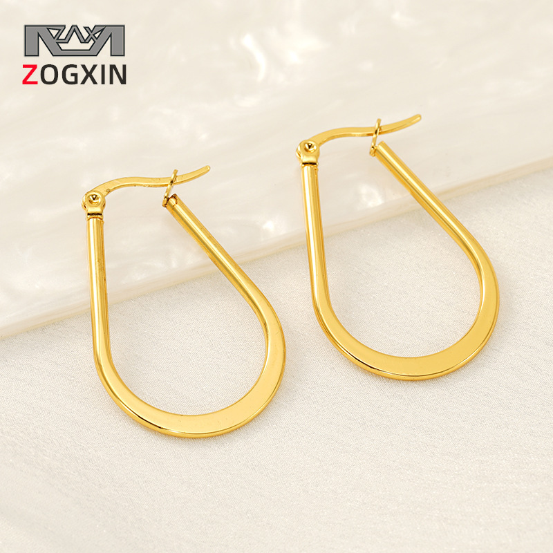 Pendientes de acero inoxidable en forma de U transfronterizos europeos y americanos, botones de oreja de todo fósforo, pendientes geométricas de temperamento de todo fósforo, mujeres