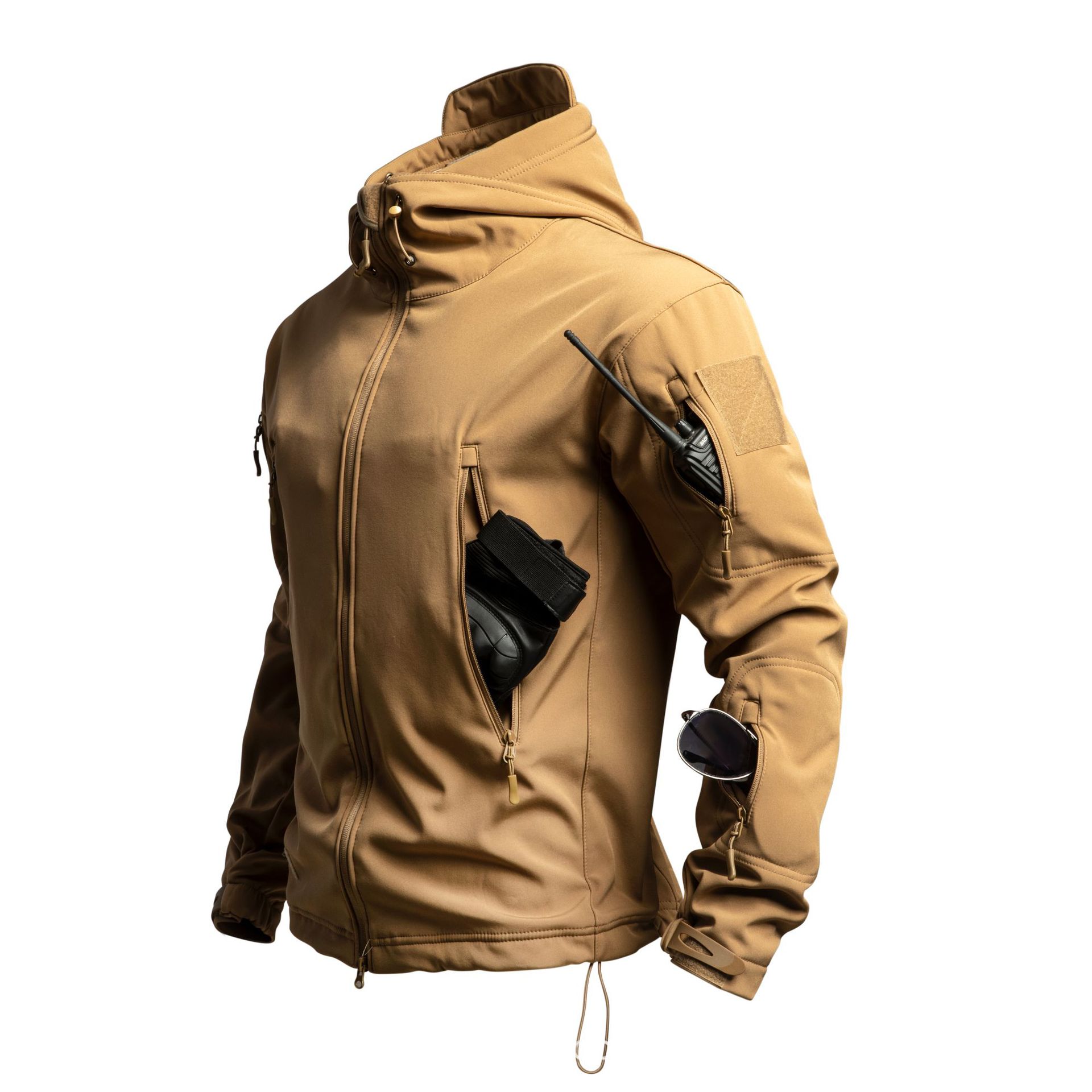 Chaqueta de caparazón suave de piel de tiburón al aire libre para hombres, primavera y otoño, invierno, pesca, esquí, ciclismo y chaqueta de alpinismo de terciopelo