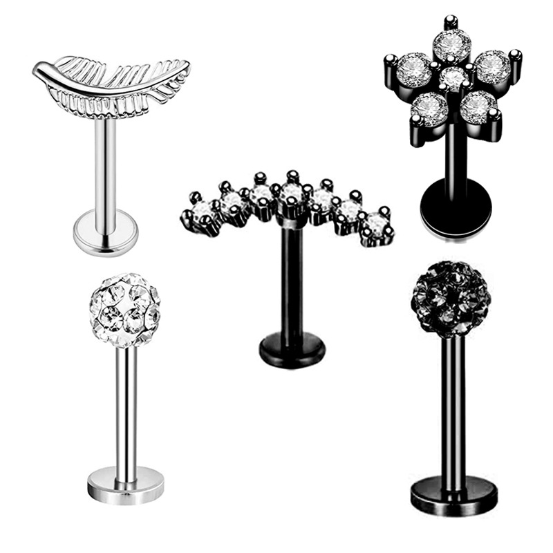 Pointed titanium steel lip stud product view