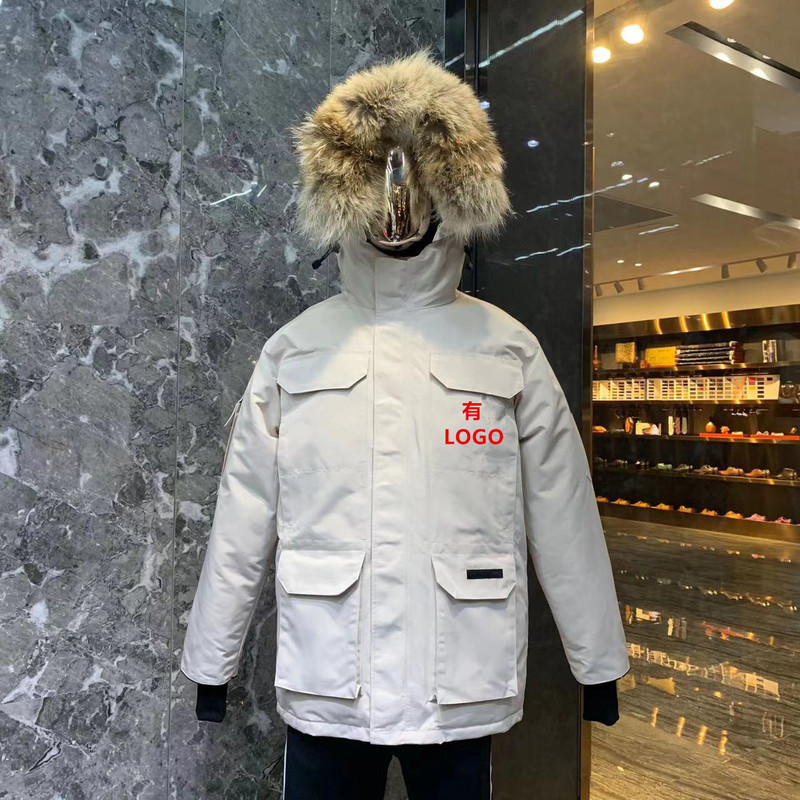 New 08 Big Goose down Jacket Wolf Hair Mid-length Workwear Thickeneded Couple Outwear Men and Women Parka Winter
