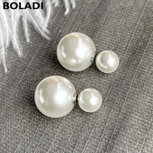 厂货通S925纯银双面珠耳坠个性水滴女气质高级感轻奢贝珠耳环银饰